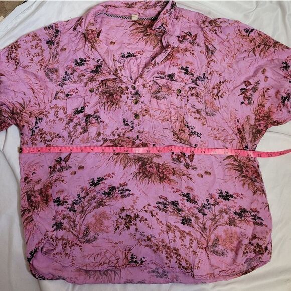 ANTHROPOLOGIE Pilcro pink femme utility gorp duck blouse button up shirt L - Picture 9 of 11